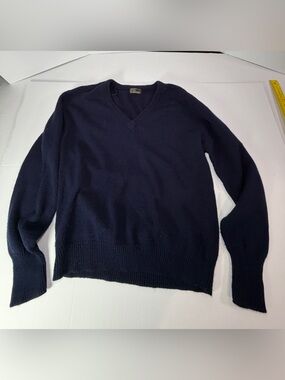 Vintage acrylic JCPenney 70’s 80’s Men's V-Neck Sweater - Navy Blue